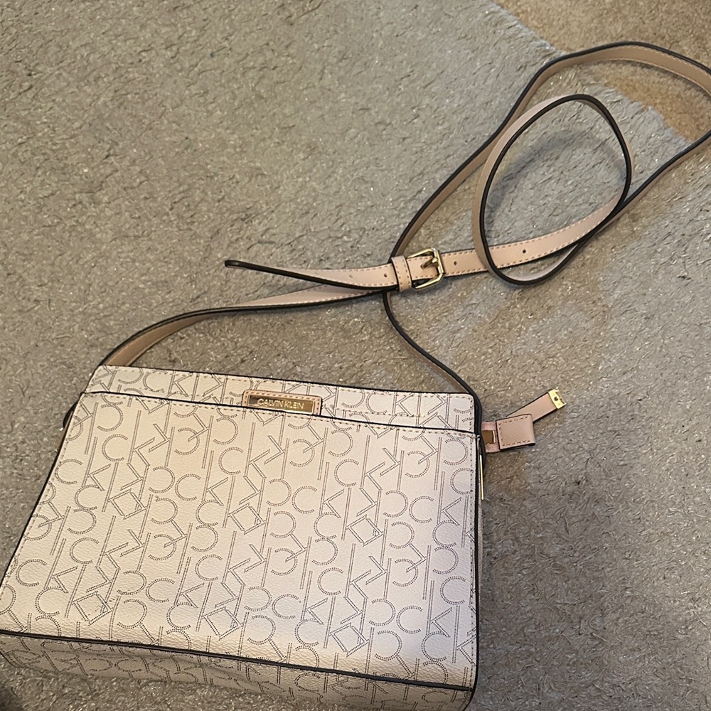 Calvin Klein Beige Monogram Crossbody Bag